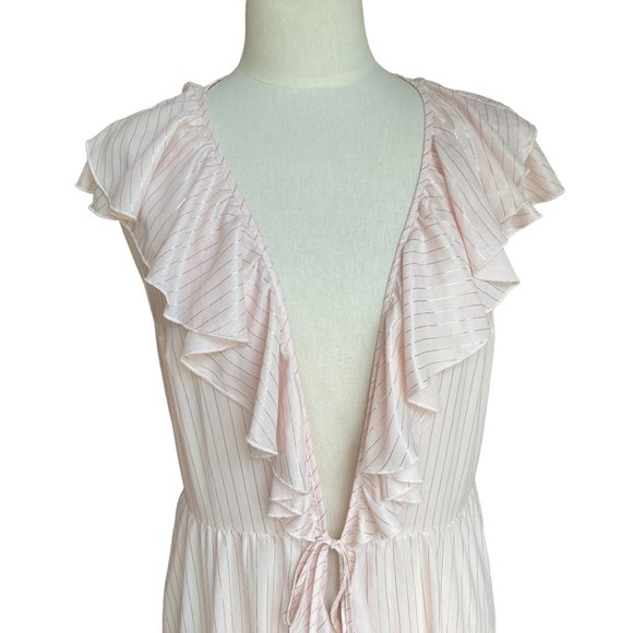 Victoria’s Secret Dream Angel Sheer Ruffle Sexy Stripe Midi Kimono Robe-L - Picture 4 of 15